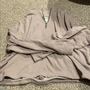 American Eagle Cropped Quarter Zip Sweatshirt